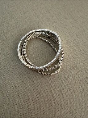 Silver Beaded Multi-Strand Stretch Bracelet